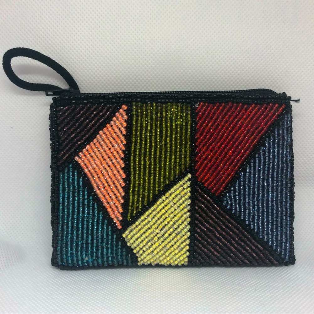 Multi-colored Beaded Wallet or Hand Clutch